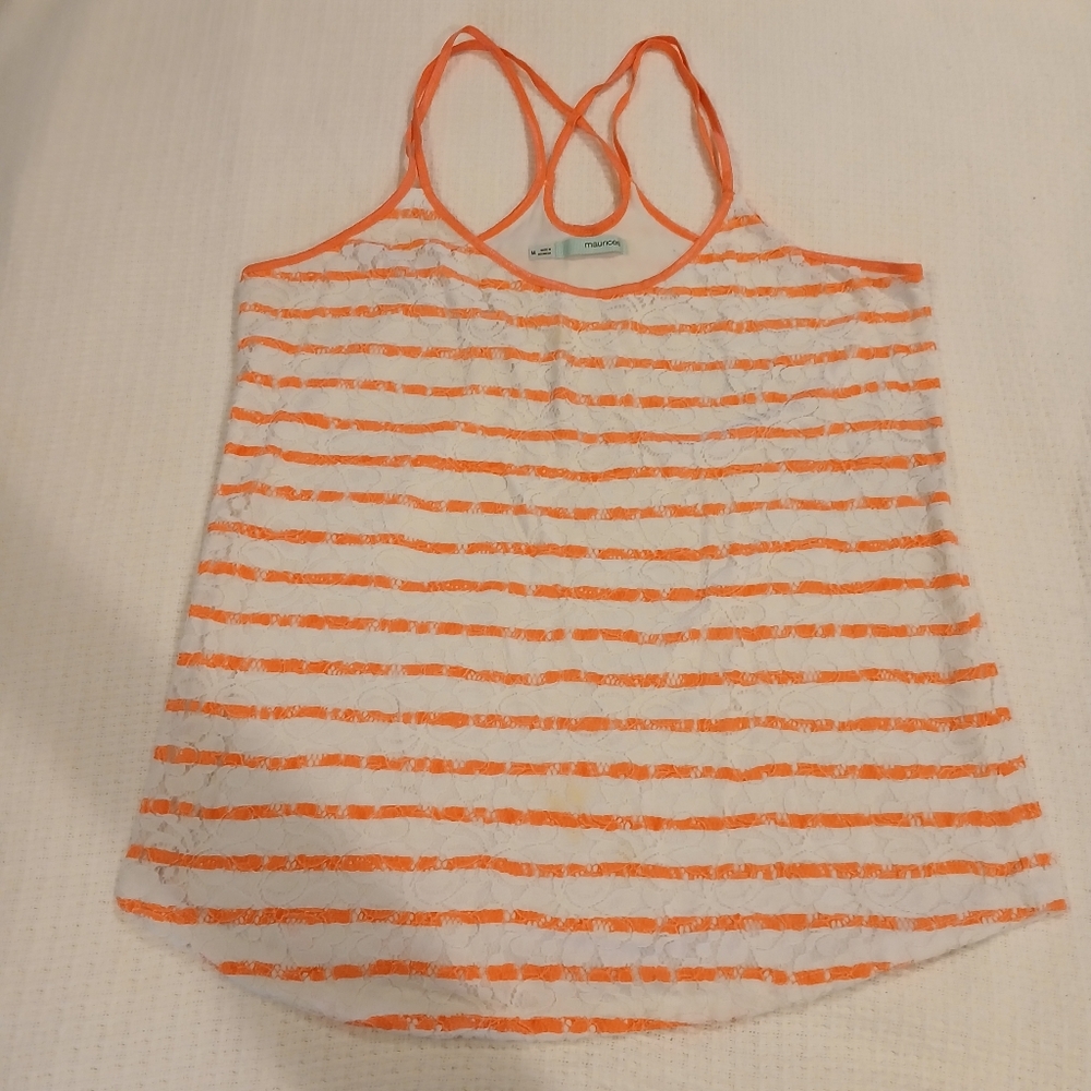Maurices M Orange Striped Tank Top